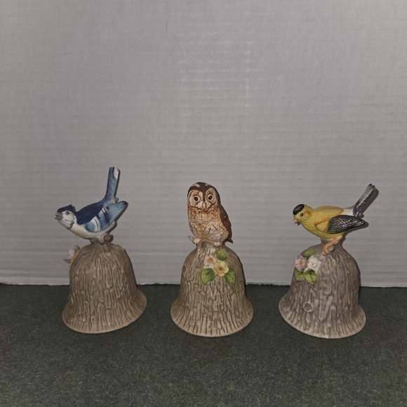 Bird by Juicy Couture Other - Lot of 3 Towle Bird Bells  Owl, GoldFinch, Bluejay Fine Bone China